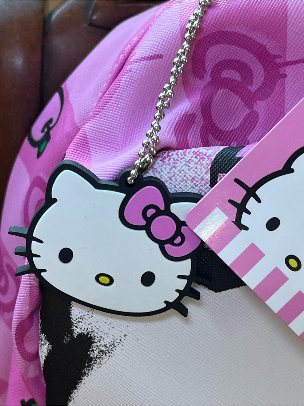 Hello Kitty Pink and Black Graphic Backpack with Luggage Tag - Picture 3 of 9
